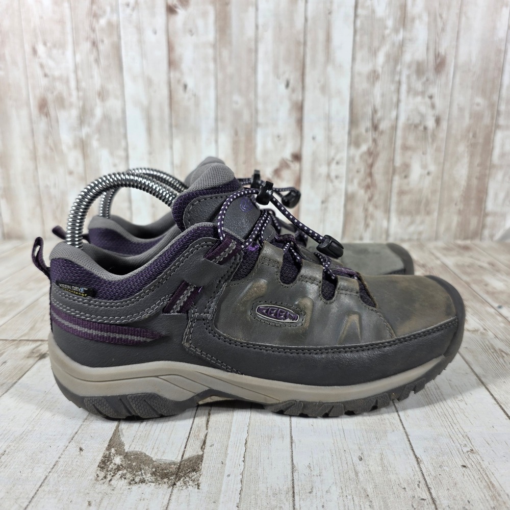 KEEN Dry Grey Purpleβ Leather Waterproof Hiking Shoes Womens 4 1026295
